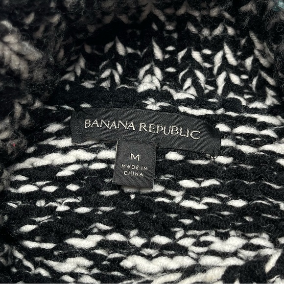 BANANA REPUBLIC Women's HEAVY Black White Turtleneck Wool Blend Sweater Size Med - Picture 4 of 7